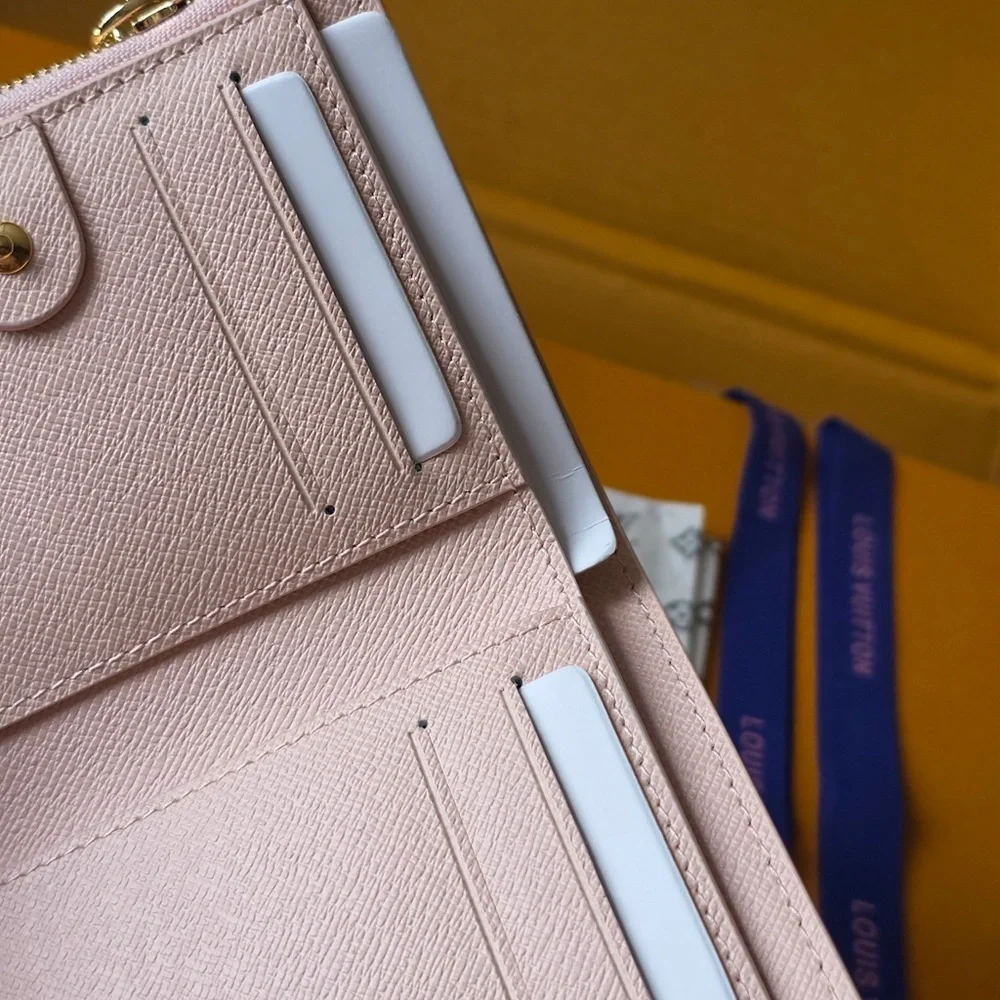 Louis Vuitton Pink and Pastel Blue Monogram Zip Card Pouch with Gold LV Charm